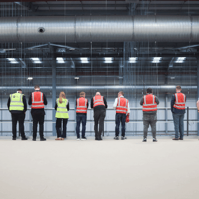 people standing in THG Fulfil warehouse
