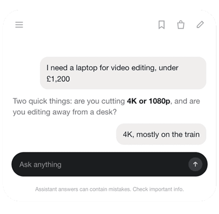 Shopper prompt - need a laptop