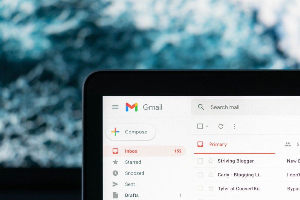 A picture of a laptop's corner with Gmail open