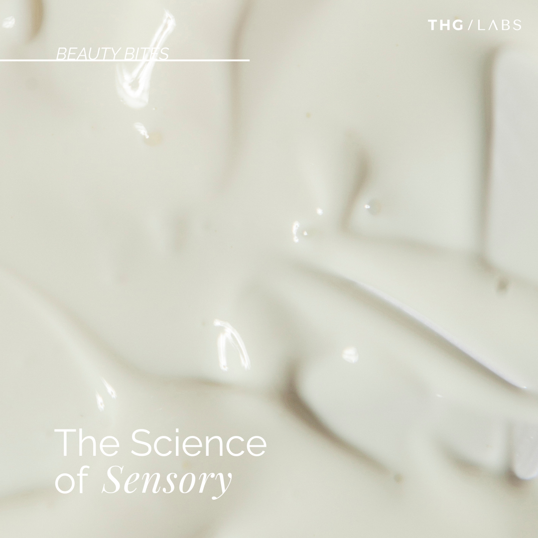 Close-up of smooth cream texture surface, representing the science of sensory in cosmetic formulation and engineered skincare textures.