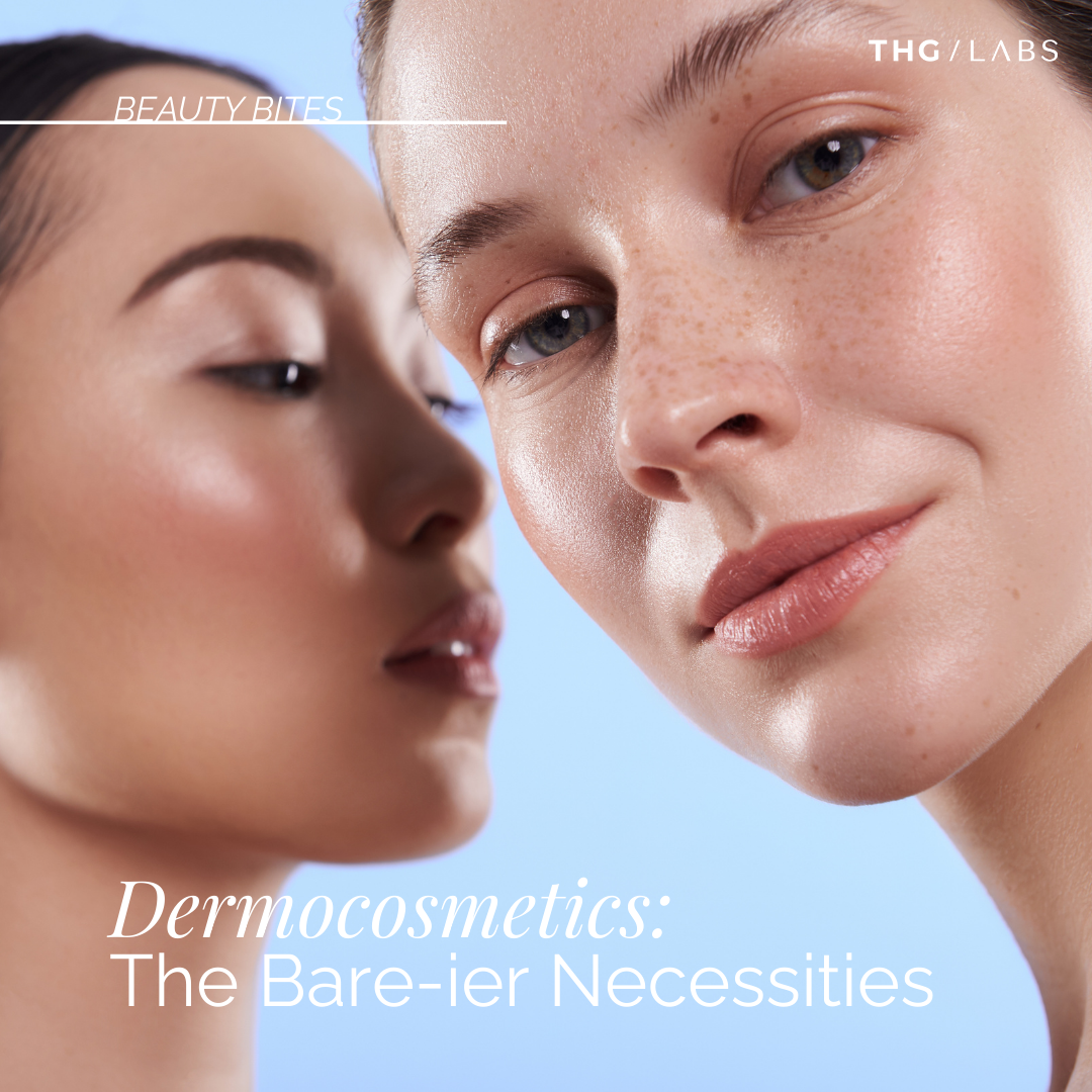 Two women with healthy, radiant skin representing dermocosmetic skincare focused on skin barrier health, tolerance and long-term skin function.