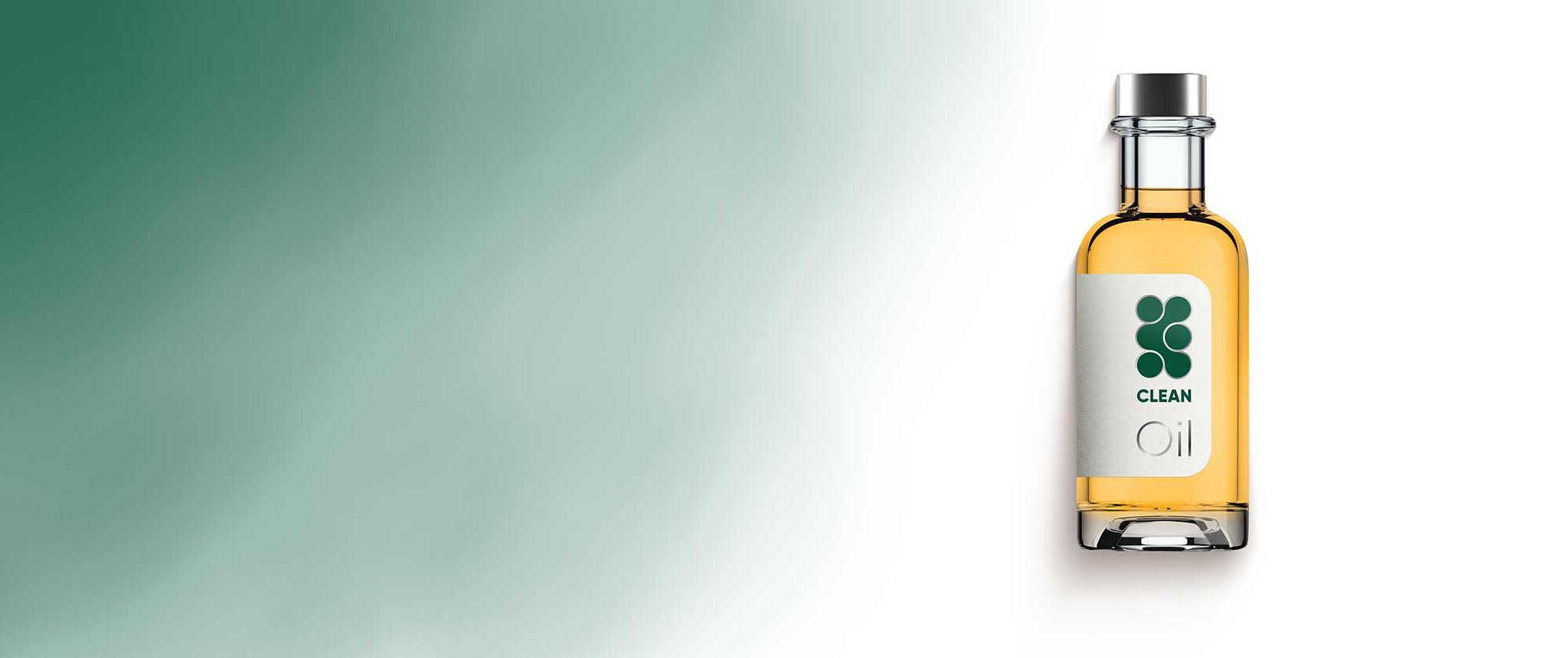 CleanOil biotech-derived cosmetic oil ingredient in glass bottle showcasing sustainable beauty formulation innovation for cosmetic manufacturers and product development partners