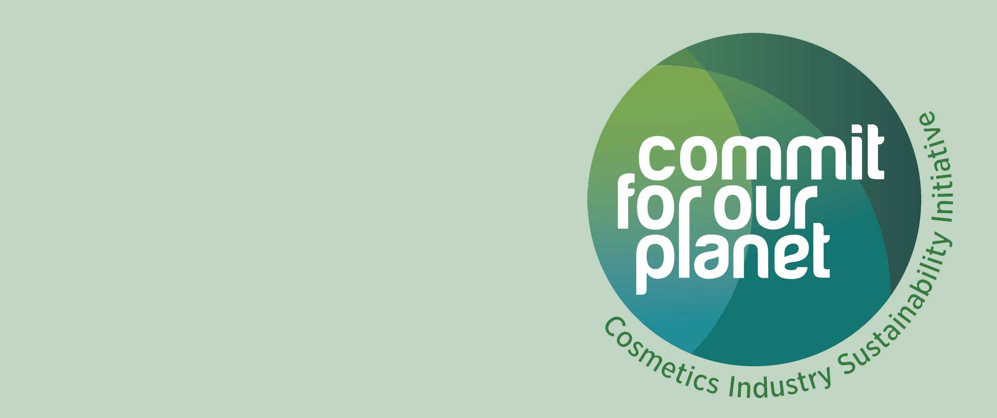 Commit for Our Planet cosmetics sustainability initiative logo highlighting industry collaboration on environmental responsibility and sustainable beauty manufacturing
