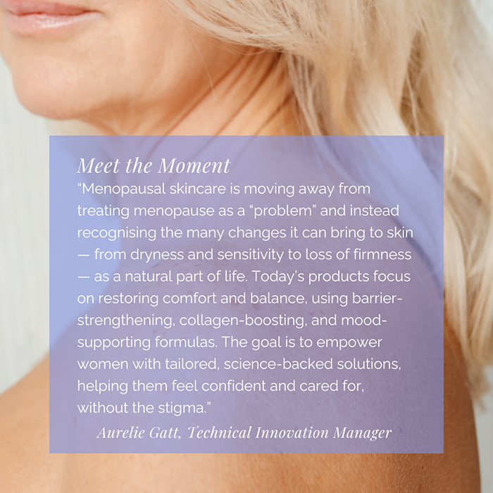 Representation of self-care routines supporting wellbeing and skin during menopause.