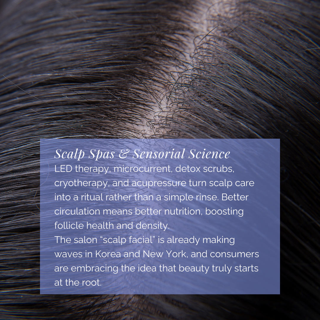 Macro view of scalp parting associated with scalp product rituals.