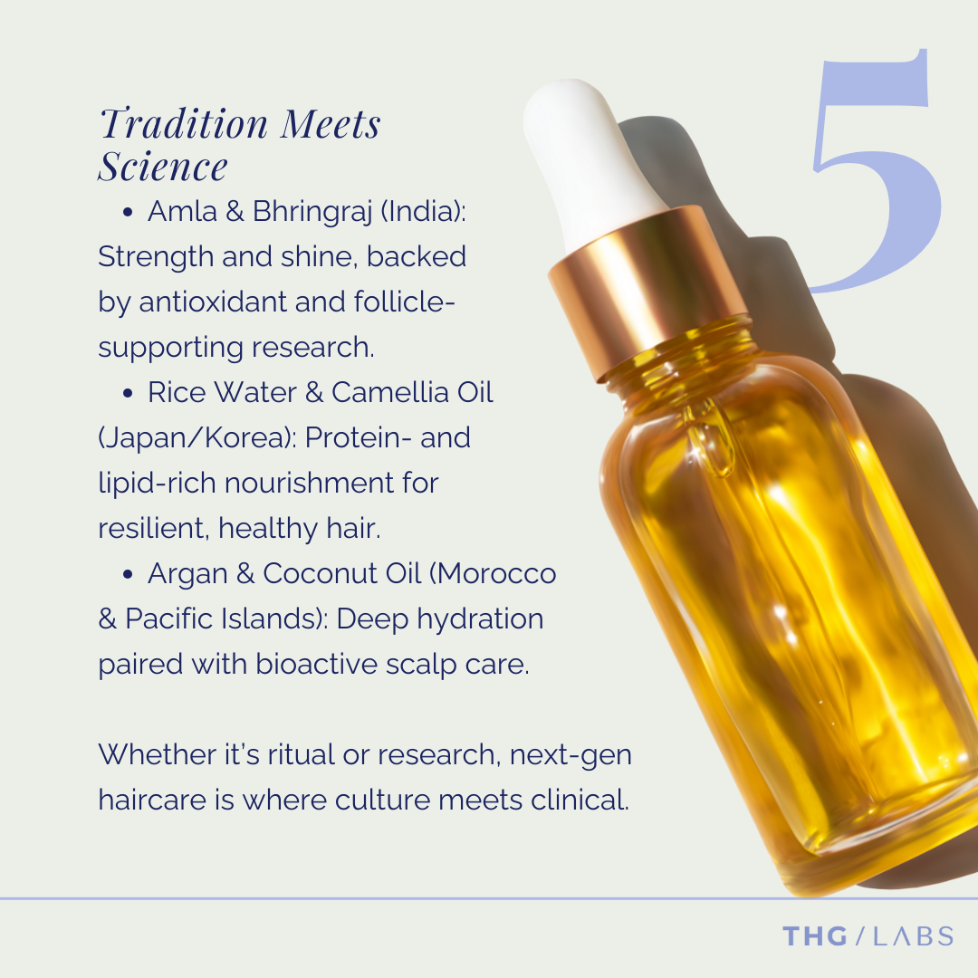 Golden serum bottle representing traditional botanical oils in haircare.