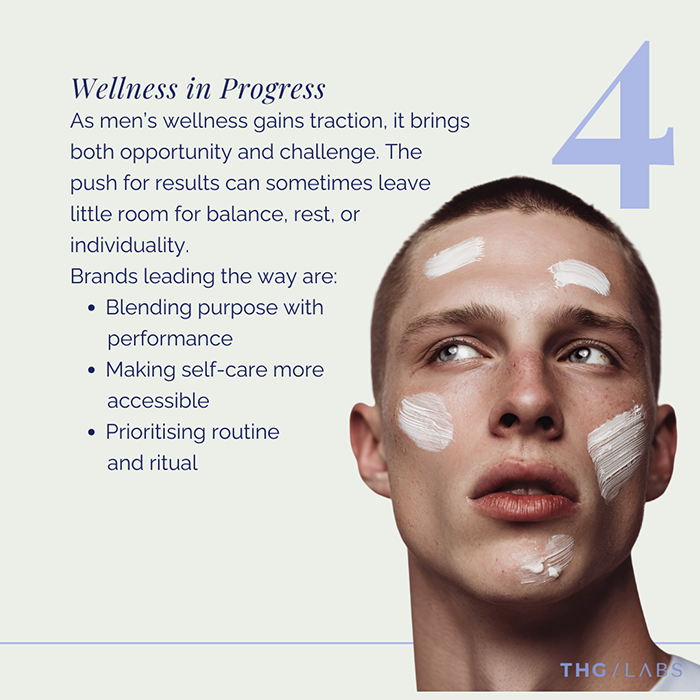 Visual representing simple, functional skincare formats appealing to wellness-focused men.