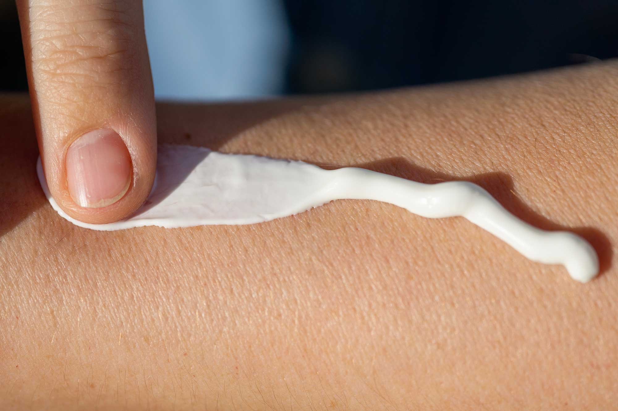 Cream applied to skin to assess texture, spread and sensory performance during cosmetic formulation and quality evaluation.
