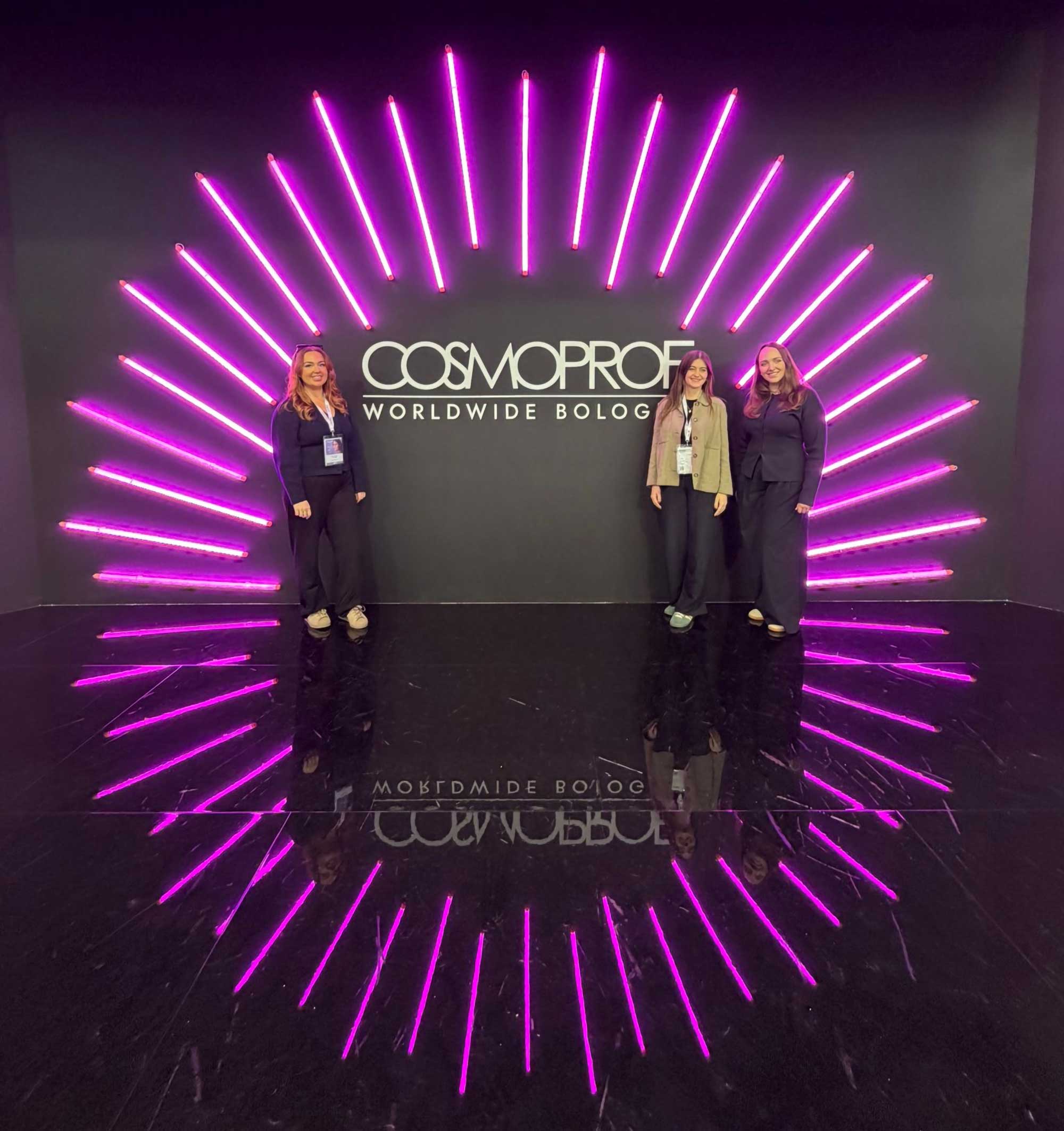 THG LABS team at Cosmoprof Worldwide Bologna showcasing global beauty manufacturing expertise and industry leadership in cosmetic innovation