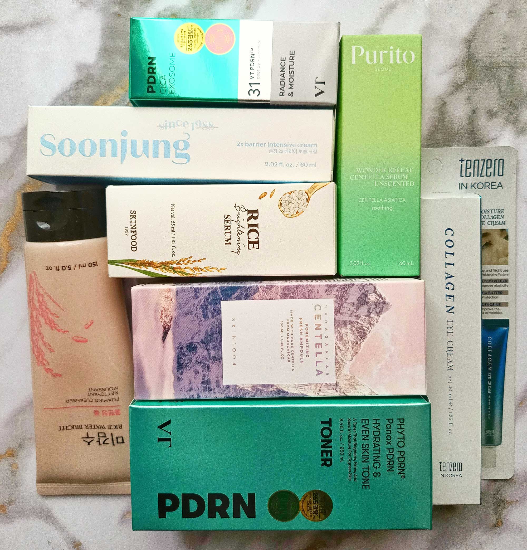 Selection of international beauty products used to explore global beauty trends, emerging formats and product development opportunities for beauty brands.